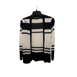 Jones New York Black and White Striped Cardigan Size S